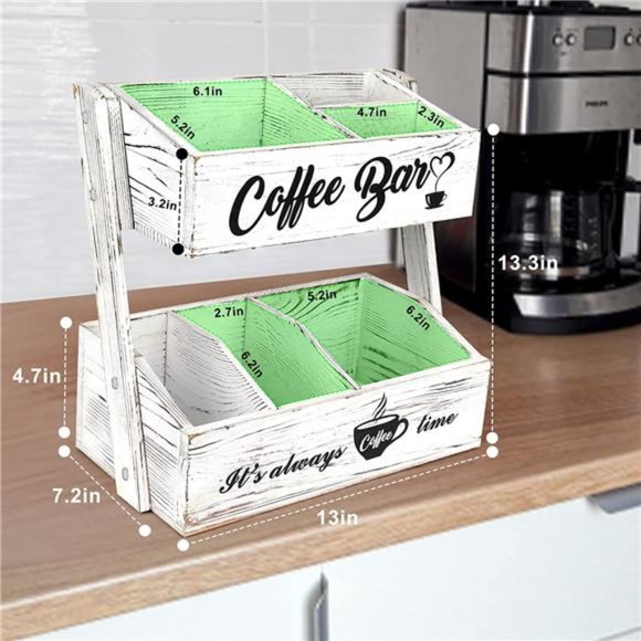Coffee Bar Accessories Organizer and Storage Countertop, 2 Tier Kitchen Counter - Picture 3 of 6